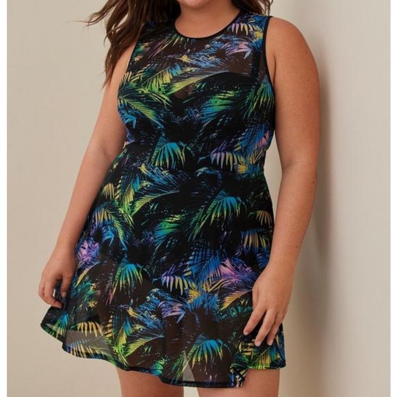 Torrid Underwire Long Mesh Overlay Swim Dress With Brief size 0-D/DD - Picture 4 of 5